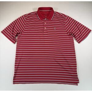 Bobby Jones Performance Polo Shirt Mens Large Red Stripe Golf Short Sleeve